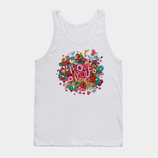 Cute Fun Colorful Heart Doodle Art Love - valentines day Tank Top by Heawonshop